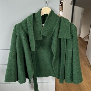 Oscar de la renta cropped alpaca and wool jacket in a beautiful green